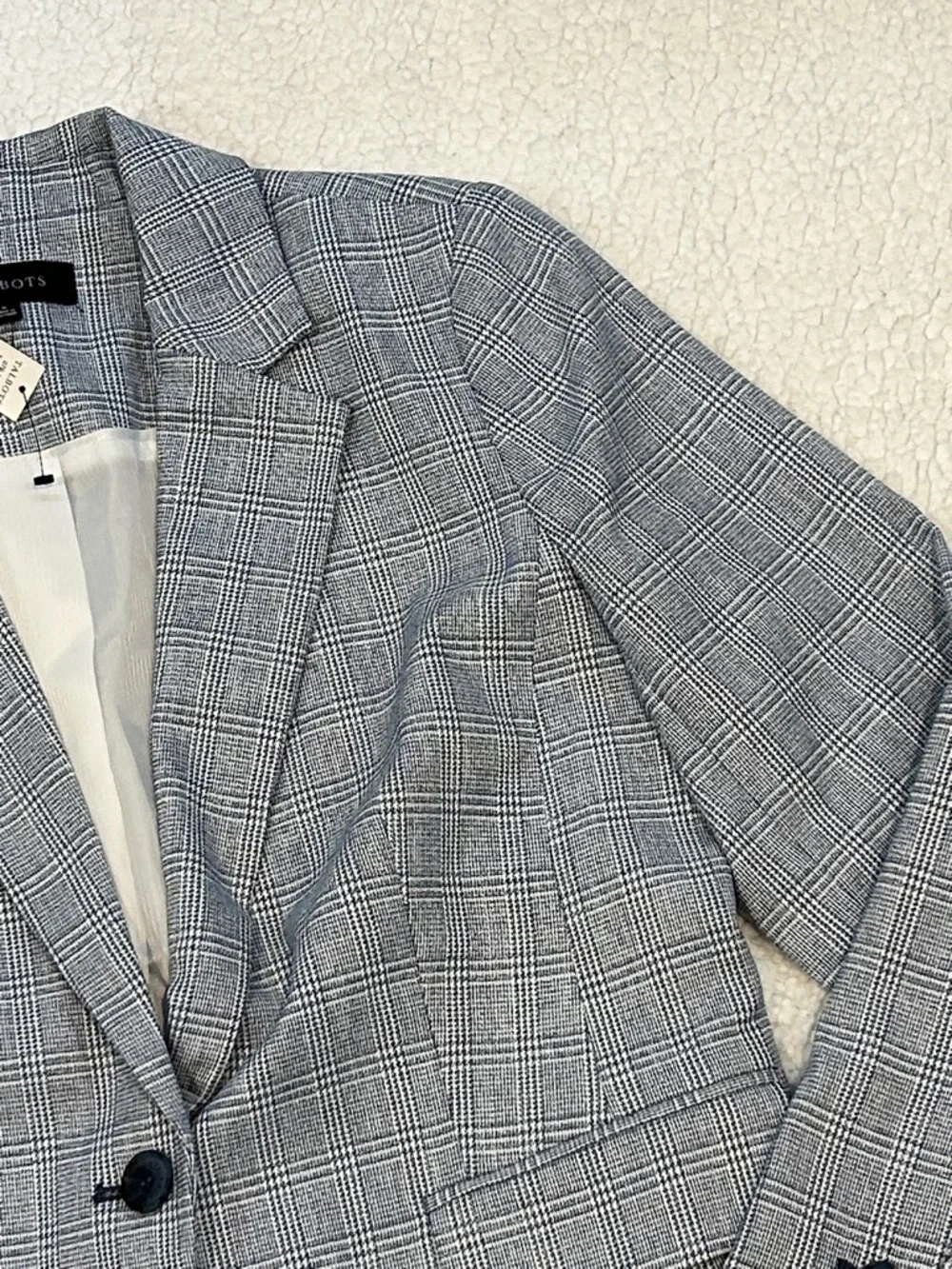 Talbots Spring Glen Plaid Blazer Jacket size 6 Blue White Preppy Office